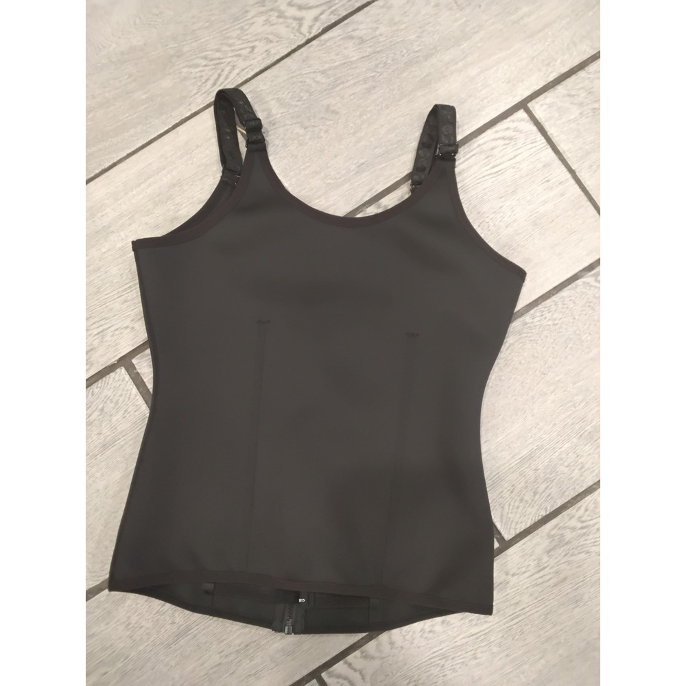 Womens Black Zipper Front Bodysuit Tank Top Shapewear Corset Style 2XL - Picture 1 of 4